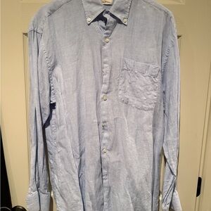 Peter Millar Sky Blue Casual Button-Down Linen Shirt